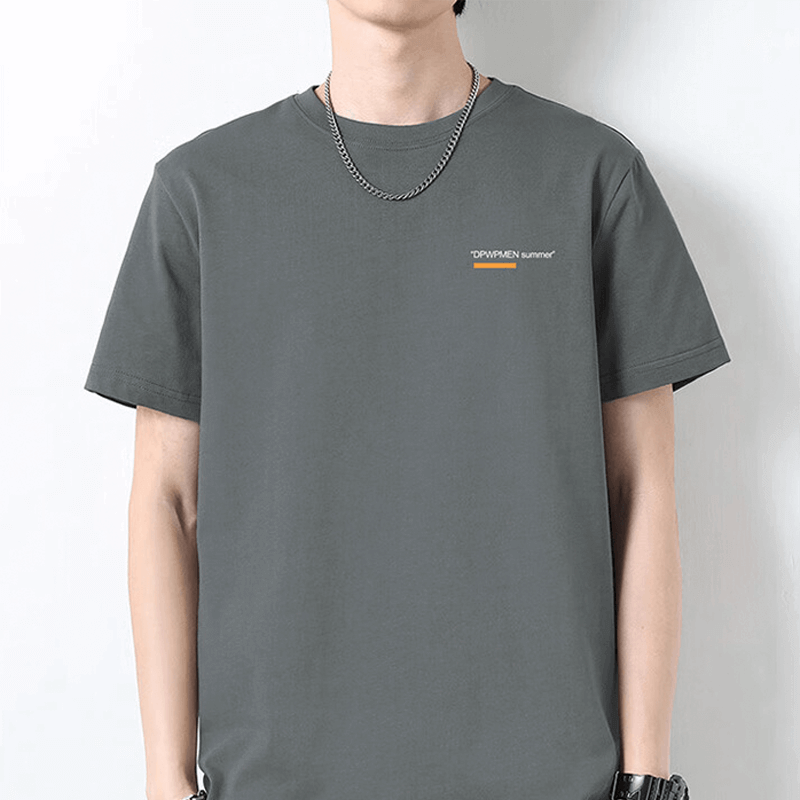 Cartier Crocodile（CARTELO）T-shirtTMen's summer solid color short sleeved loose top round neck T-shirt men's clothing dark gray XL